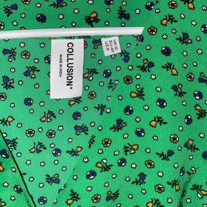 COLLUSION floral tie up mini tea dress